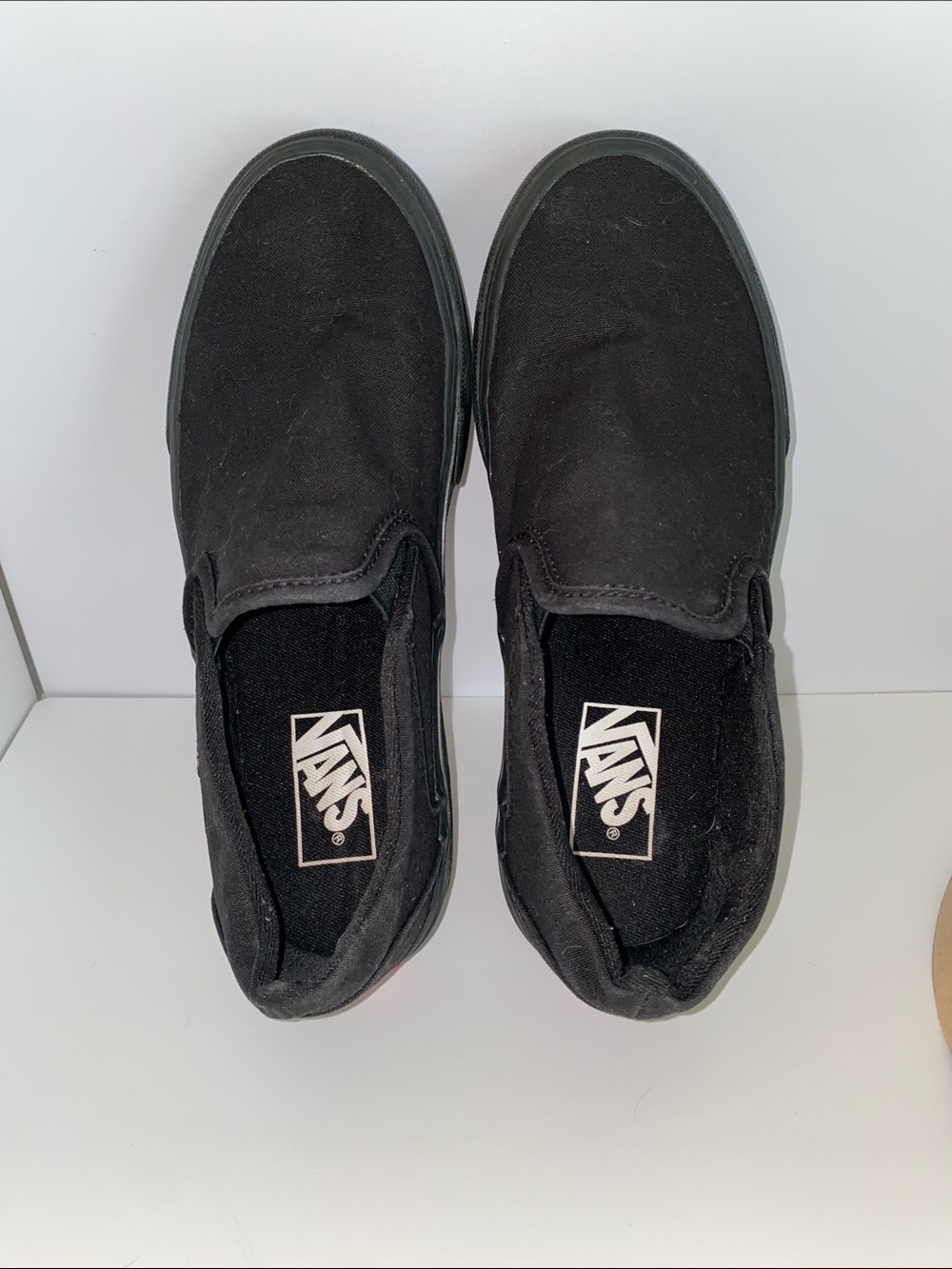 Vans Old School Classic Slip-On Canvas Skater Shoes Black on Black Womens Sz 7.5 - Picture 4 of 7